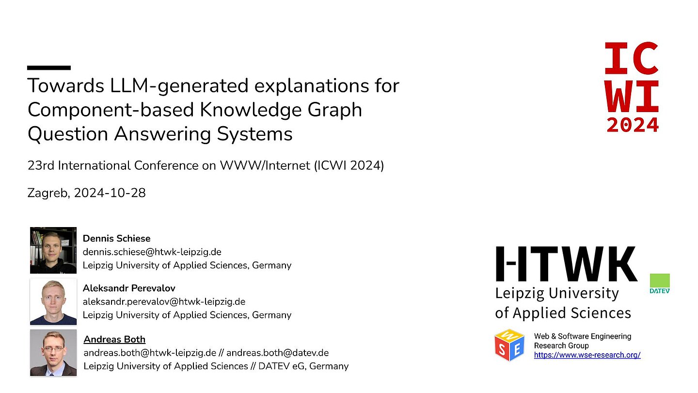 Outstanding Paper Award Die Folie zeigt den Vortragstitel und die Kontaktdaten der Referenten