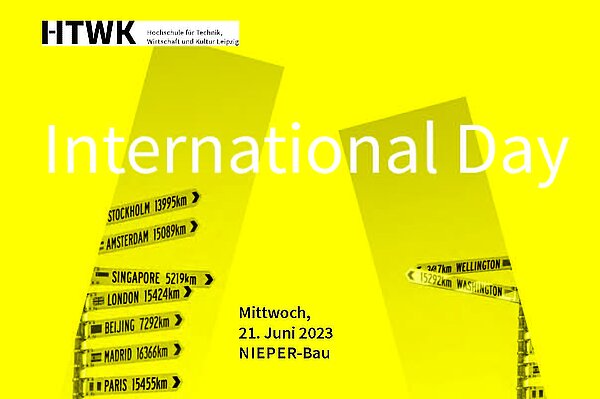 Schriftug "International Day" vor gelbem Hintergrund
